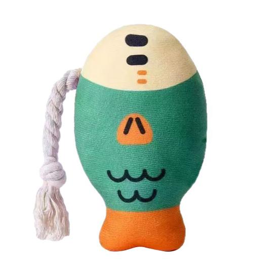 Dog Plush Fish Toy Squeaky Interactive Dog Chew Toy Stuffed Fish Teeth Cleaning Toy for Puppies Teething Anxiety Relief