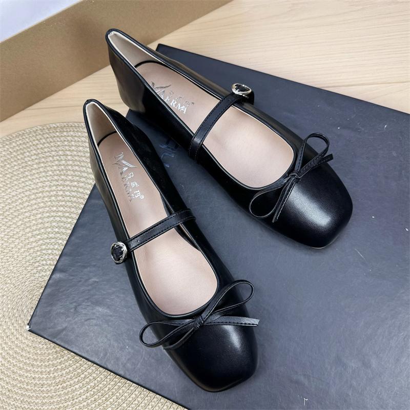 Fashion Flat Shoes for Women 2025 Spring and Autumn French Mary Jane New Flat Black Plus Size Women's Shoes 42 43 44 Loafers Ladies