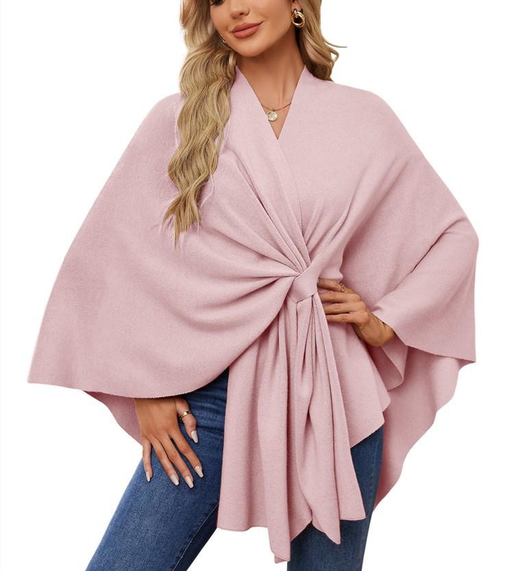 Women's Elegant Solid Color Shawl Cape Coat 2024