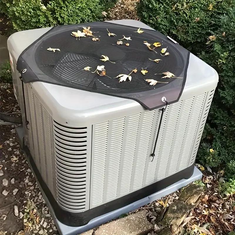 1pc, Durable Outdoor Air Conditioner Cover Water Resistant Fabric, Windproof Design, Protects Against Dust And Cold Air, PVC Mes