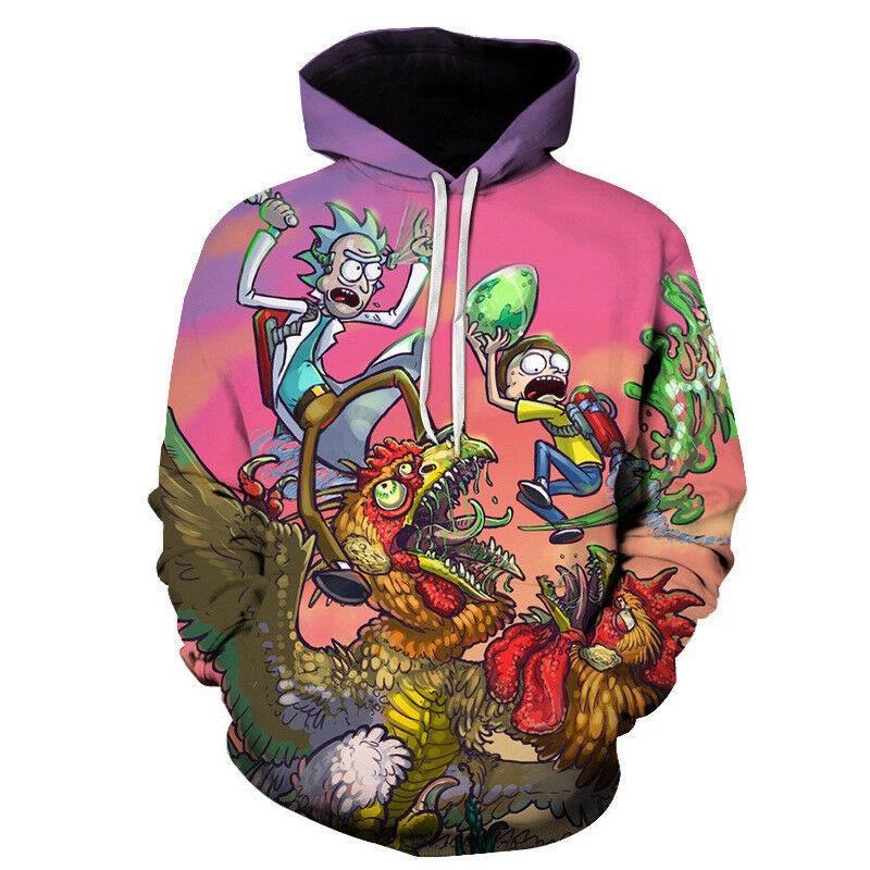 Bluza z kapturem Rick And Morty z cyfrowym nadrukiem 3D dla mężczyzn, codzienna odzież sportowa w kolorach zielonym, szarym, czarnym, białym
