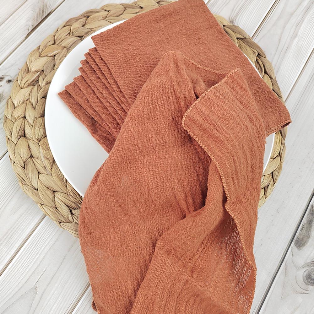 Set of 10 Cotton Cloth Napkins Gauze Fabric Factory Outlet for Everyday Use Dinner  Tea Towel Table  Village Wedding Decoration