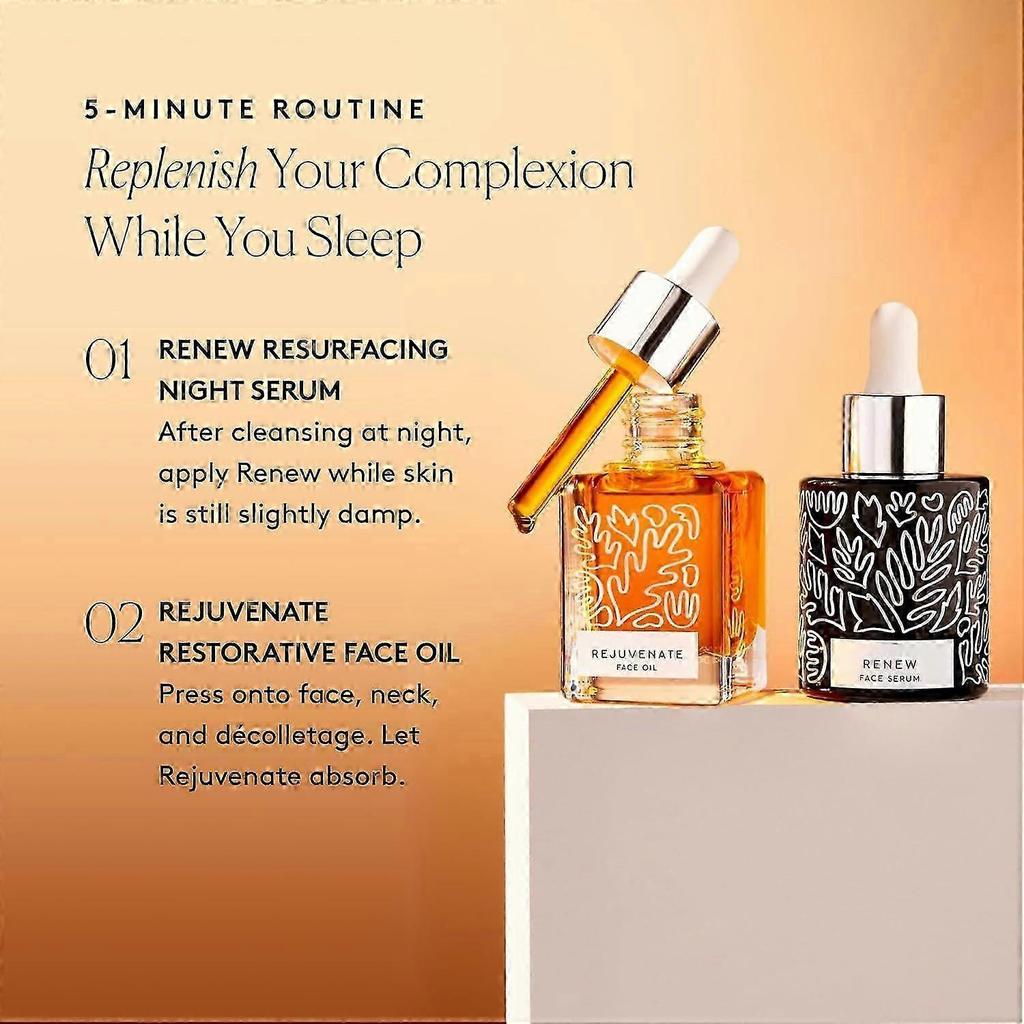 Naked & Thriving Set de Noapte | Ser de Noapte Resurfacing Renew + Ulei Facial Reparator Rejuvenate