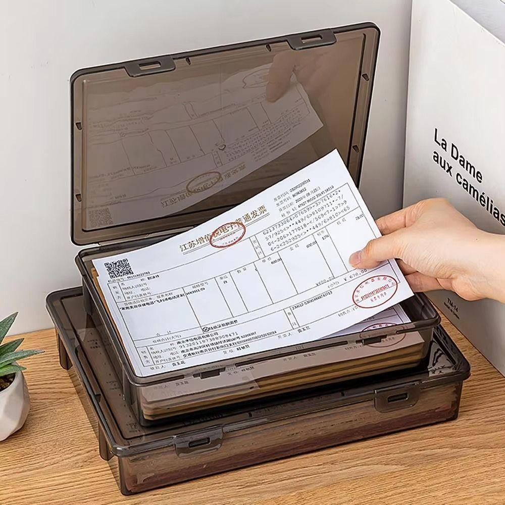 A4 A4 File Box Dustproof Desktop Organizer New Certificate Storage Box  Stationery Organization
