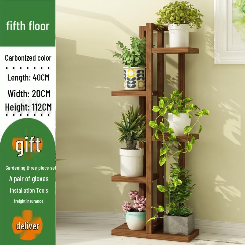 Solid Wood Plant Stand: Floor-Standing Flower Pot Holder for Balcony, Living Room, or Outdoor Space