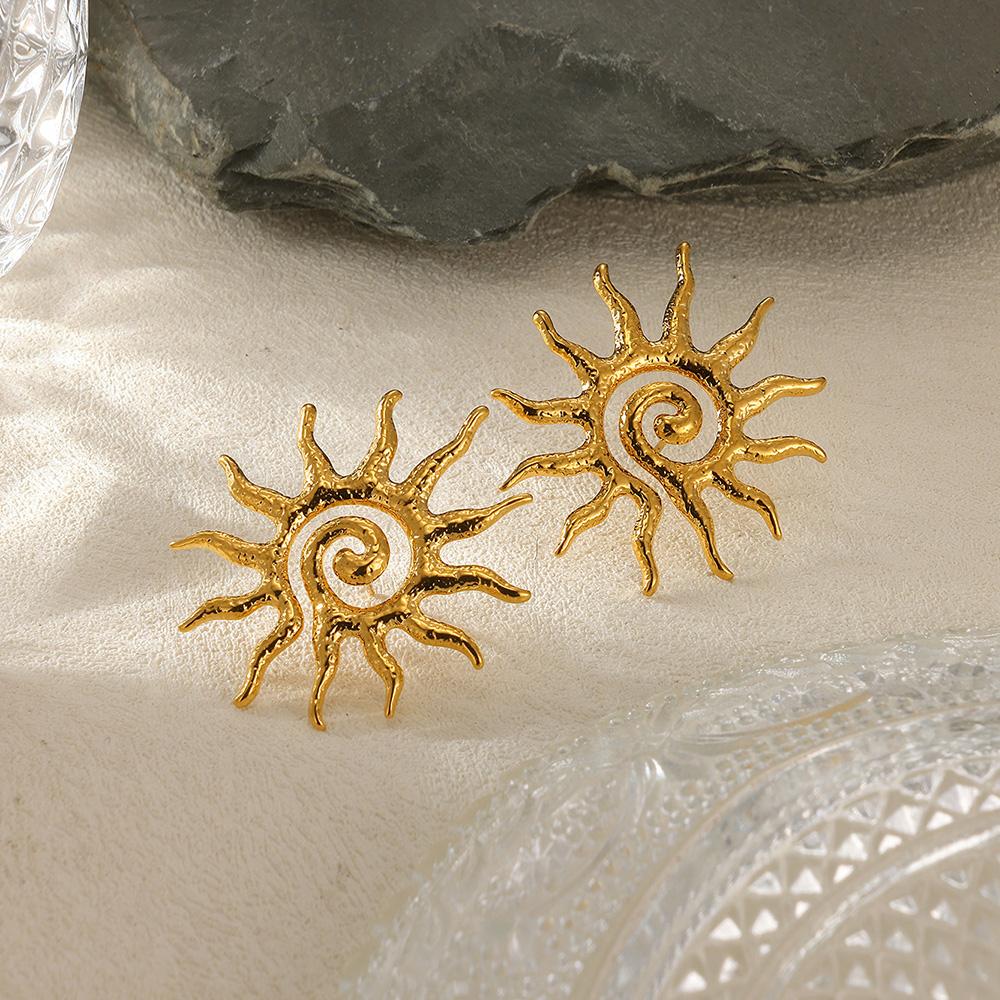 SunFlower Stud Earrings for Women Gold color Stainless Steel Elegant earrings Sun Geometry Jewelry Christmas Accessories Gifts