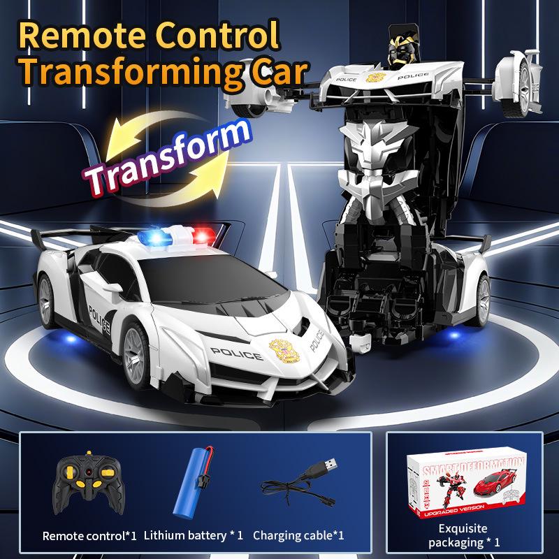 1:18 Remote Control Police Car/Robot Transformer - Spider Iron Man Edition