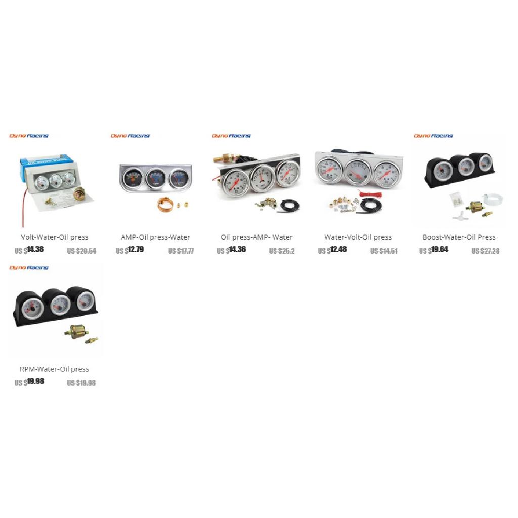 2INCH 52mm Triple gauge Kit Volt Meter Water Temp Gauge Oil press Gauge With Sensor 3 in 1 Car Gauge Kit Car Meter