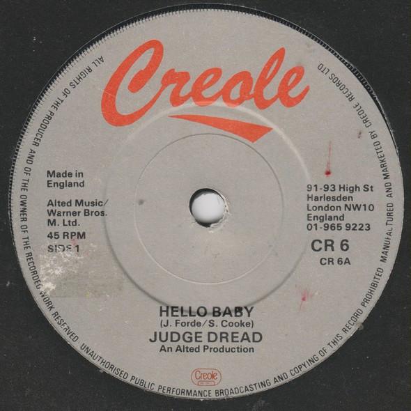 7inch Record JUDGE DREAD - Hello Baby CR6 Creole Records 1981 UK Reggae, Ska & Dub Used
