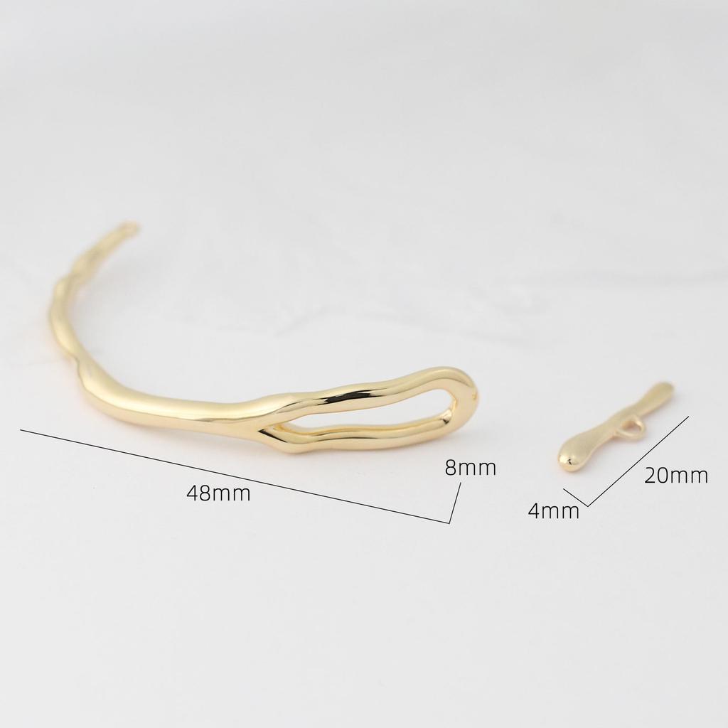 18K Gold & White Gold Pearl Bracelet with Irregular Branch and Bent Tube Design