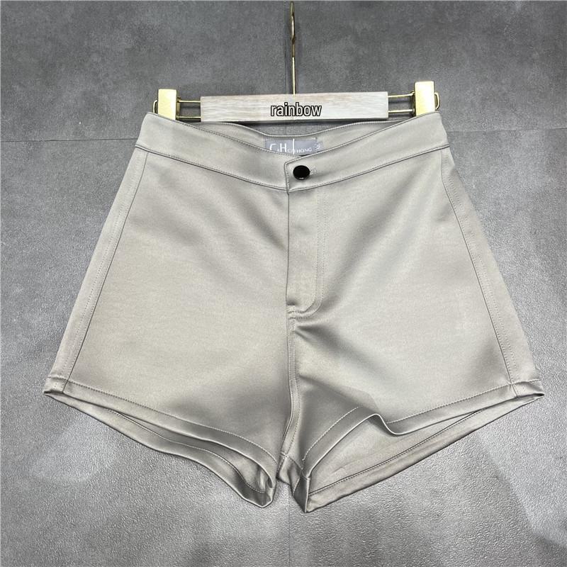 Pantaloni scurți din satin cu talie înaltă europeni și americani: 2023 Slim, Mulate pe șold, Modă casual