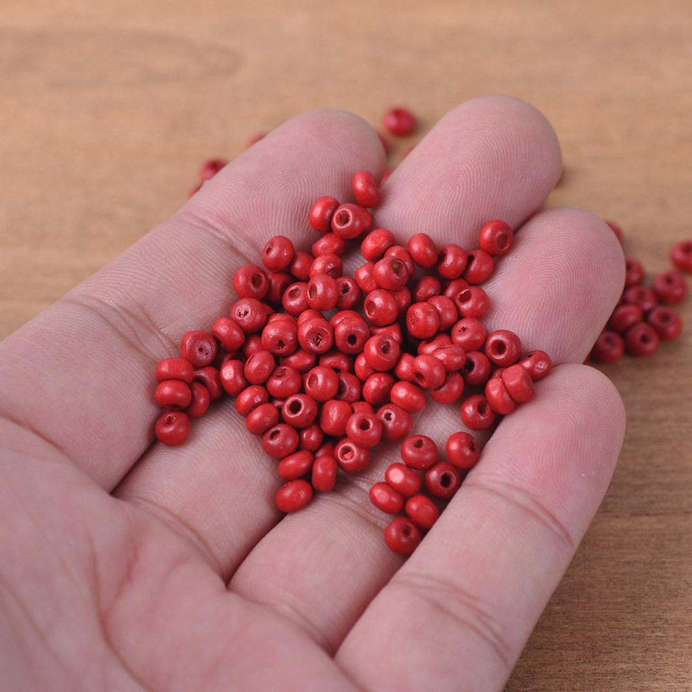 1000pcs Round 4mm Plated Coated Color Natural Wood Small Loose Spacer Beads for DIY Crafts Woodcraft Jewelry Making Accessories
