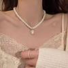 Camellia Love Retro Camellia Pearl Necklace Women's Light Luxury Niche Design Clavicle Chain Necklace
