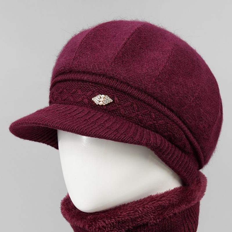 Kaninchenfell Strickwollmütze Kinder Herbst und Winter Vielseitig Winter Warm Kaltmütze Schirmmütze