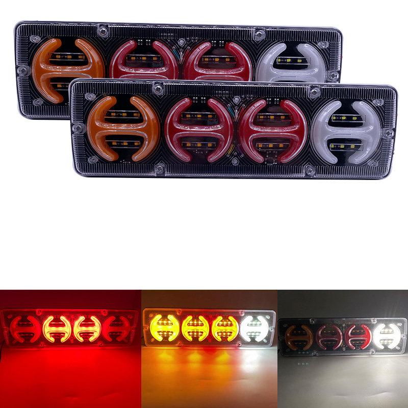 2Pcs 12V/24V Car Trailer Trucks Tail Lights Car LED Rear Tail Light Running Turn Signal Rear Lamps Lorry Bus Taillight Parts