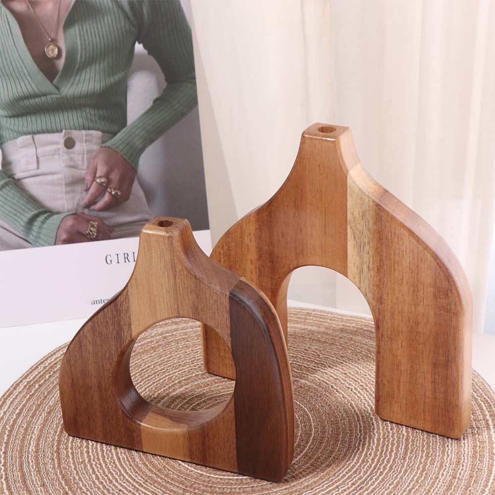 Simple Style Flower Container Solid Wood Floral Arrangement Vase Nordic Style Vase  Homestay Decor