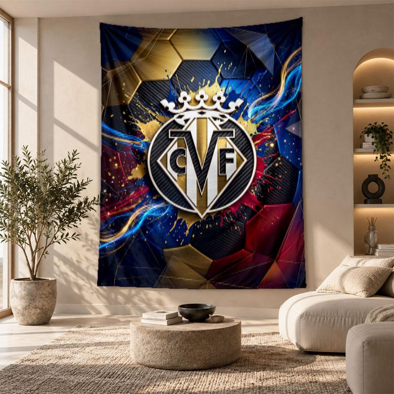 Decorative Tapestry,Villarreal FC Printed Wall Art, Lightweight Wall Hanging For Bedroom Background