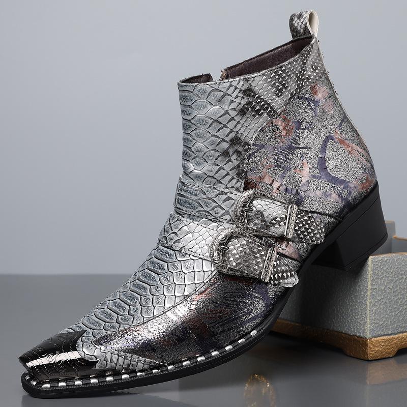 Stivaletti Bassi Chelsea da Uomo in Pelle Retro Stile Cowboy Aumento Altezza Senza Lacci Taglie Forti 47 48 Scarpe di Lusso Firmate