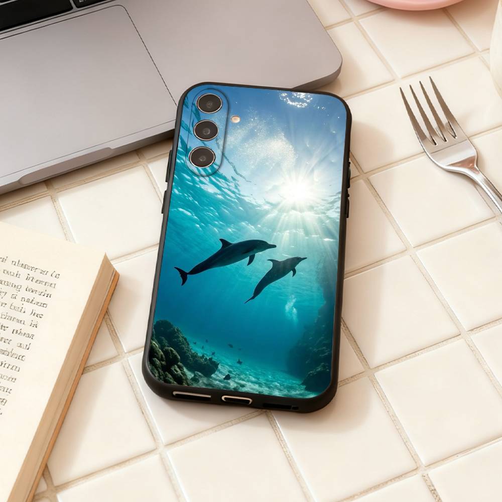 Cool Marine Life Patterns Phone Case For Samsung Galaxy A73,A72,A71,A70,A53,A52,A51,Others Soft Black Shell