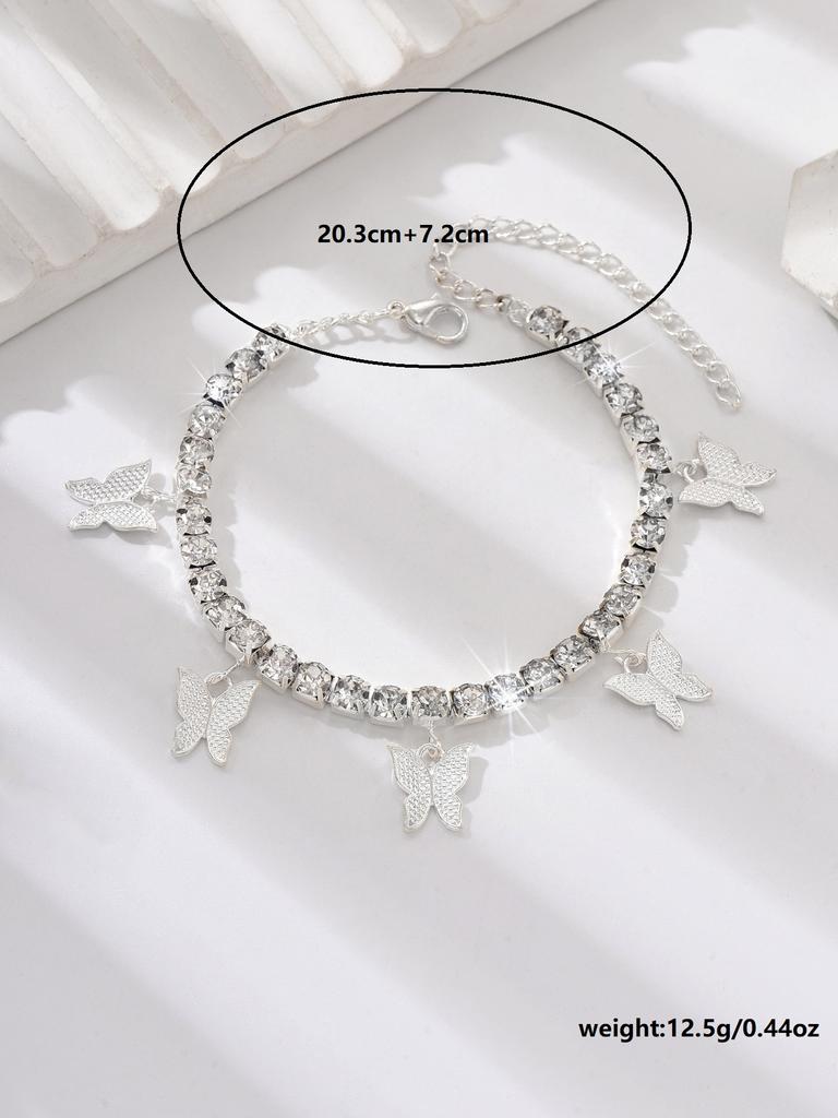 1PC Fashion Sparkling Butterfly Pendant Foot Chain Bracelet for Ladies Outdoor Travel Banquet Party Holiday Gift-6028