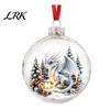 Winter Theme Party Supplies 3D Christmas Animal Faux Crystal Ball Ornament, Lighted Acrylic Hanging Decor Warm Light Scenes with Hedgehog Penguin