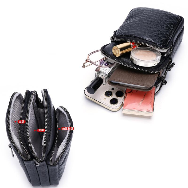 Skórzana Torba na Telefon Komórkowy Crossbody Damska z Pierwszej Warstwy Skóry Bydlęcej Wzór Aligatora Torba Damska na Ramię Torba na Telefon Komórkowy Mini