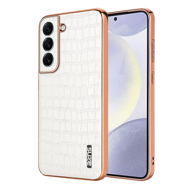 

Роскошный чехол из кожи крокодила для Samsung Galaxy S24 S22 S23 Ultra S24 Plus, защитный противоударный мягкий чехол для задней панели For Samsung S22Ultra белый