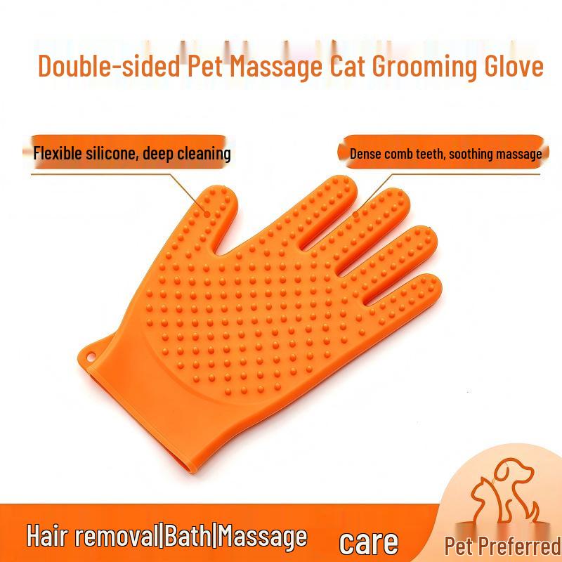 Pet Grooming Silicone Bath Glove: Cat & Dog Fur Removal, Scratching, Cleaning Brush.