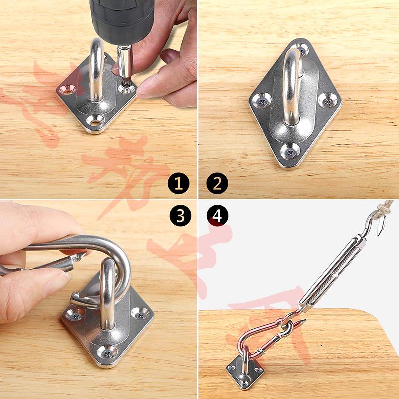 Stainless Steel Sun Shade Sail Hardware Kit: Latch, Turnbuckle, and Square Diamond Buckle
