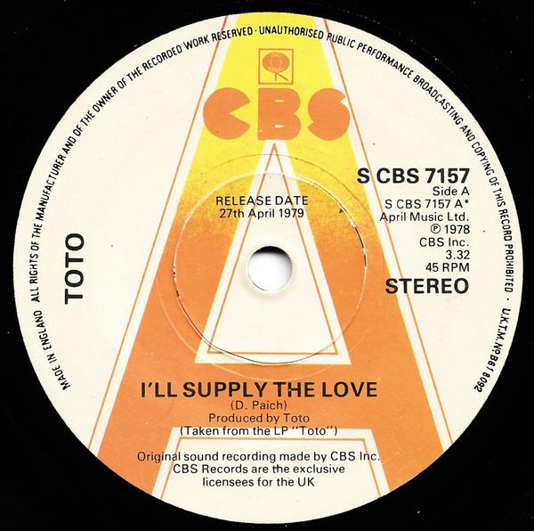 

7inch Record TOTO - I ll Supply The Love SCBS7157PROMO CBS 1979 UK Rock Used