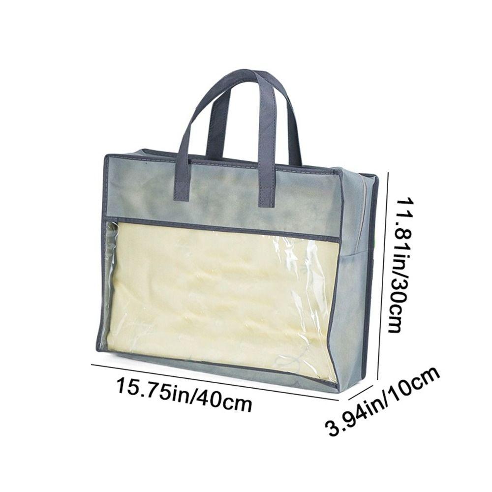 Non-Woven Fabric Clear Clothes Storage Bag Dustproof Blanket Bedding Handbag  Wardrobe