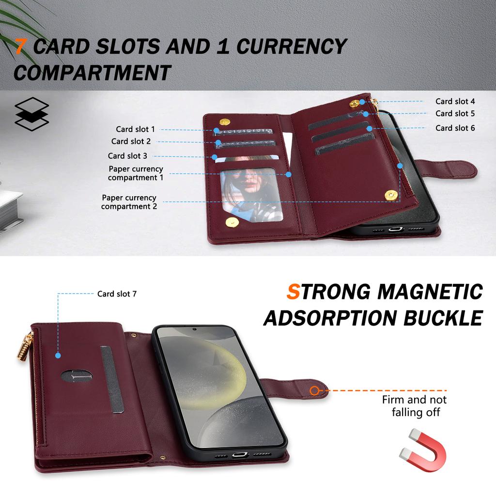 Custodia a Tracolla in Pelle per Samsung Galaxy S25 S24 S23 Ultra S22 S21 FE S20 S10 Plus Note 20 + Tasca con Zip Porta Carte Borsa Copertura
