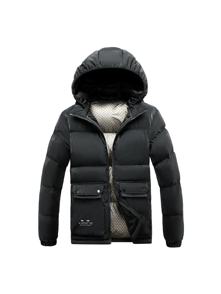 Comfortable and Versatile Jacket Light Cotton Jacket Men's Models Winter Solid Colour Removable Cap Thickened Hooded Slim Jacket Men