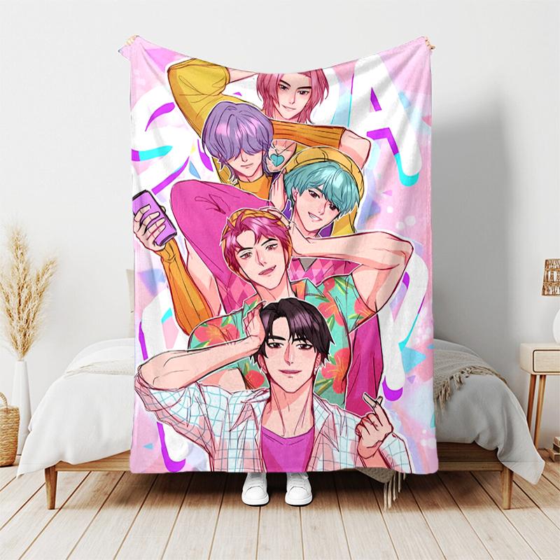 1pc Blanket K-Pop Demon Hunters Print Design, Lightweight Blanket for Sofa, Bed- Soft &Warm, Gift for All Seasons like Christmas, Halloween