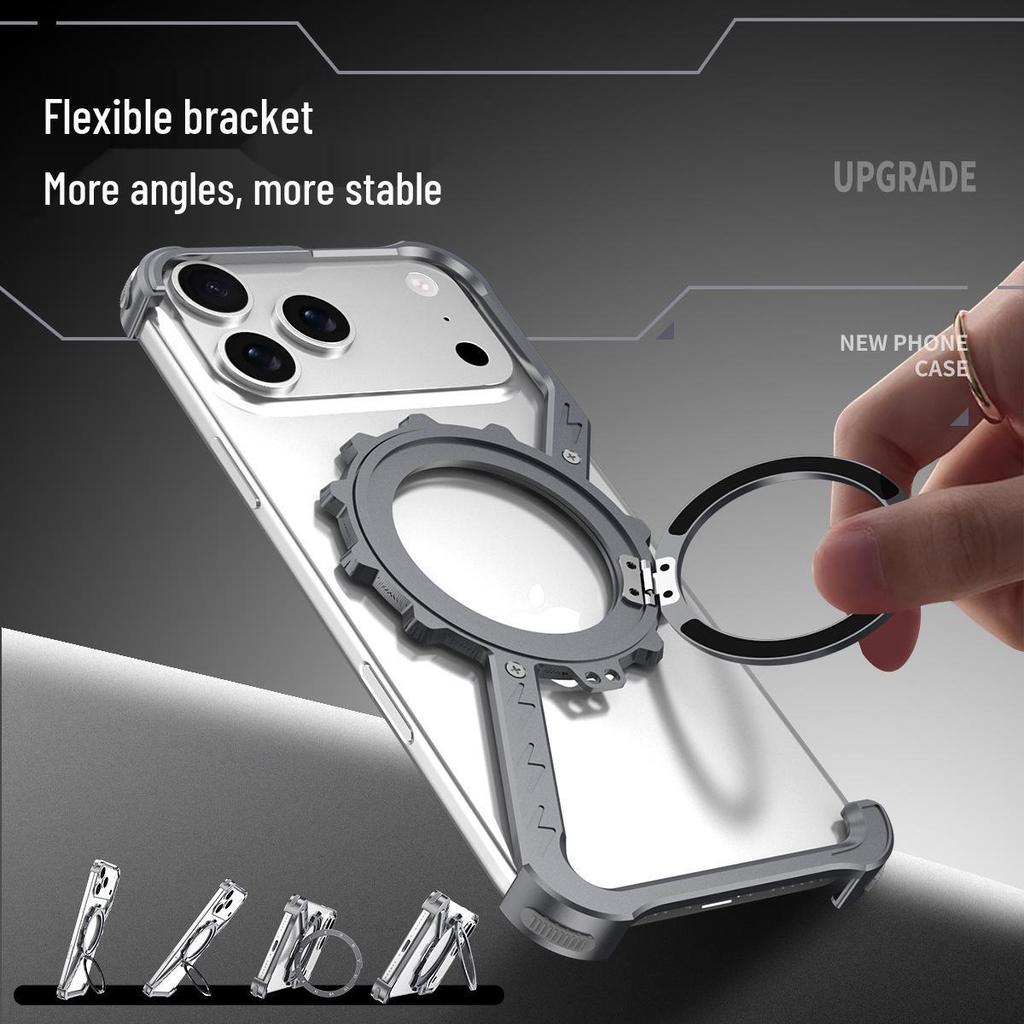 Gear Z Metal Case with Rotating Stand for iPhone 17 Pro Max and iPhone 16 Pro - Drop-Proof with Heat Dissipation