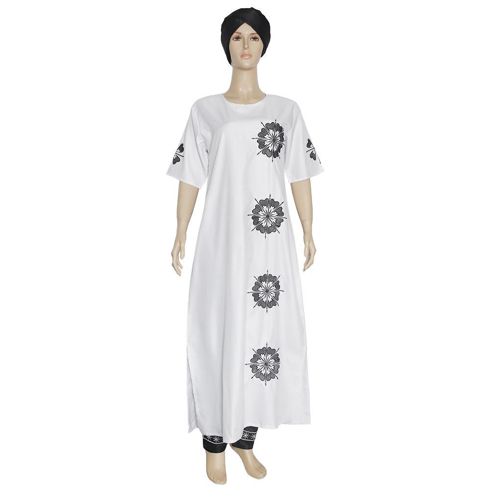 Dvoudílné šaty s krátkým rukávem z matné látky se šátkem na hlavu, nadměrná velikost, dlouhé šaty pro muslimské ženy