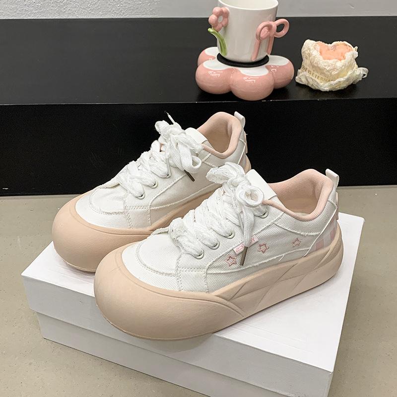 Fashion Women Vulcanized Shoes 2025 Autumn New Fashion Lace Up Platform Casual Shoes Comfortable Height Increase Outdoor Non Slip Flats