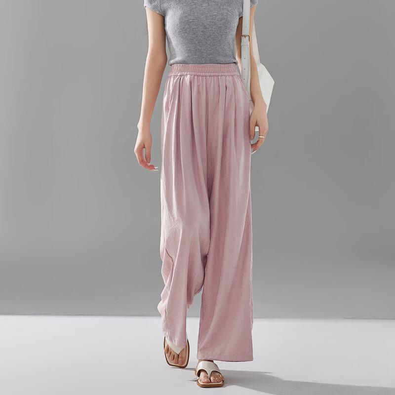 Demana Women s Elastic Waist Textured Wide-Leg Pants S