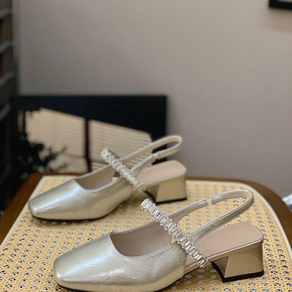 Fairy Style Design Sense Rhinestone Sandals Female 2025 Summer New Versatile French Temperament Thick Heel Thick Sole Mary Jane