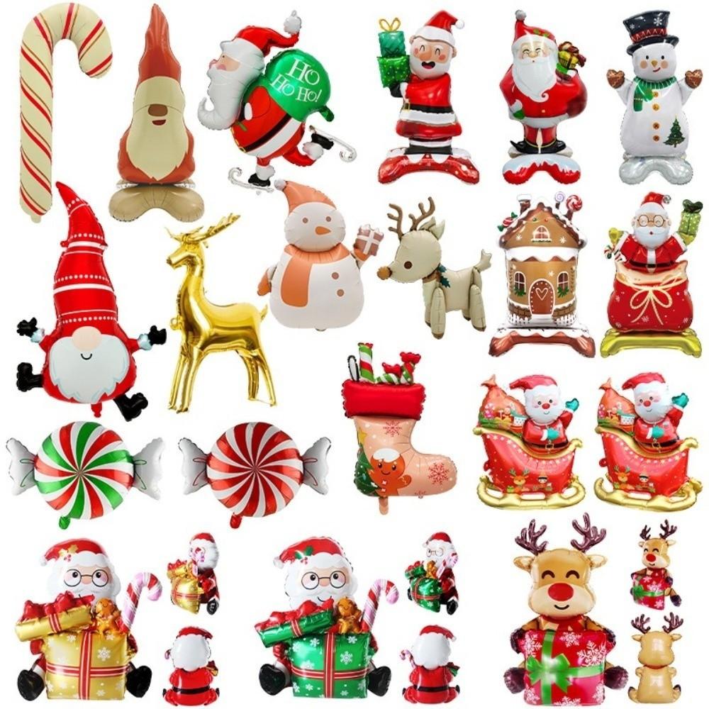 Standing Christmas Foil Balloons Candy House Christmas Deer Large Standing Balloon Navidad New Year Christmas Decoration