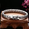 Pure S925 Sterling Silver Jewelry Skull Hand Woven Domineering Man 'S Bracelet Real Silver Vintage Trendy Punk Fine Jewelry Gift