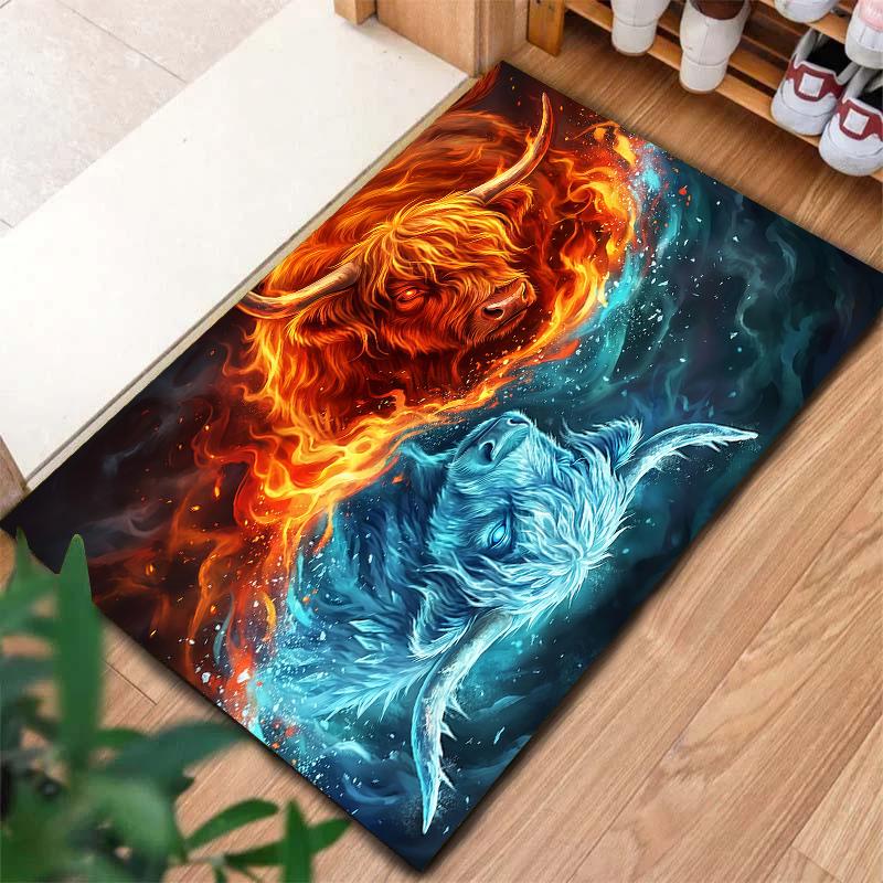 Flame Animal Blue Red Pattern Square Carpet,Area Rug,Carpet Rug for Living Room Bedroom Sofa Playroom Decor,Non-slip Floor Mat,Holiday Birthday Gifts