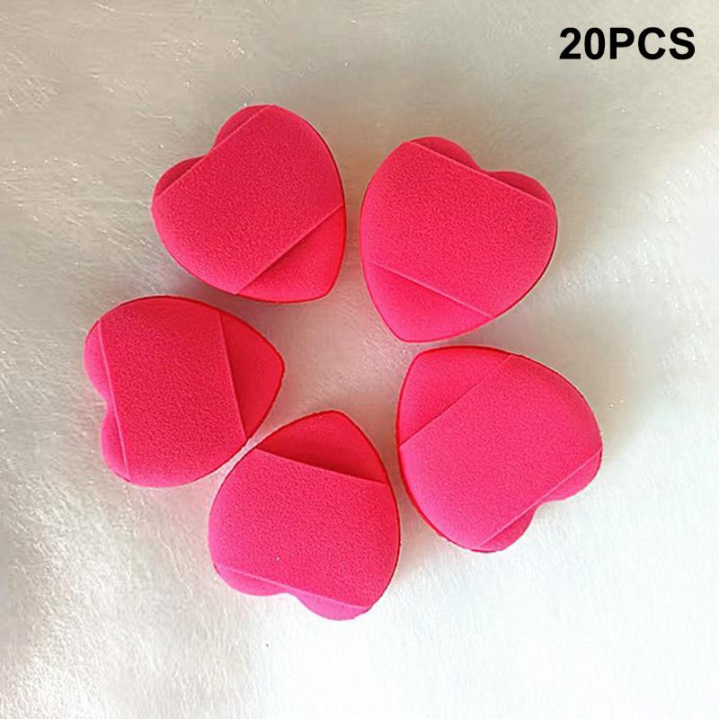 20 Pcs Mini Heart Shape Cushions Air Cushion Powder Puff Latex Free Mixed Sponge And Cosmetic Puff Is Used For Liquid Foundation