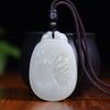 Natural Hetian Yufu Pendant for Women's Necklace Birthday Gift for Girlfriend and Wife with Certificate
