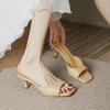 Sandali Pantofole Estive da Donna in Pelle con Tacco Sottile Francese Sandali da Donna Pantofola Dolce a Punta Tonda Scarpe da Donna