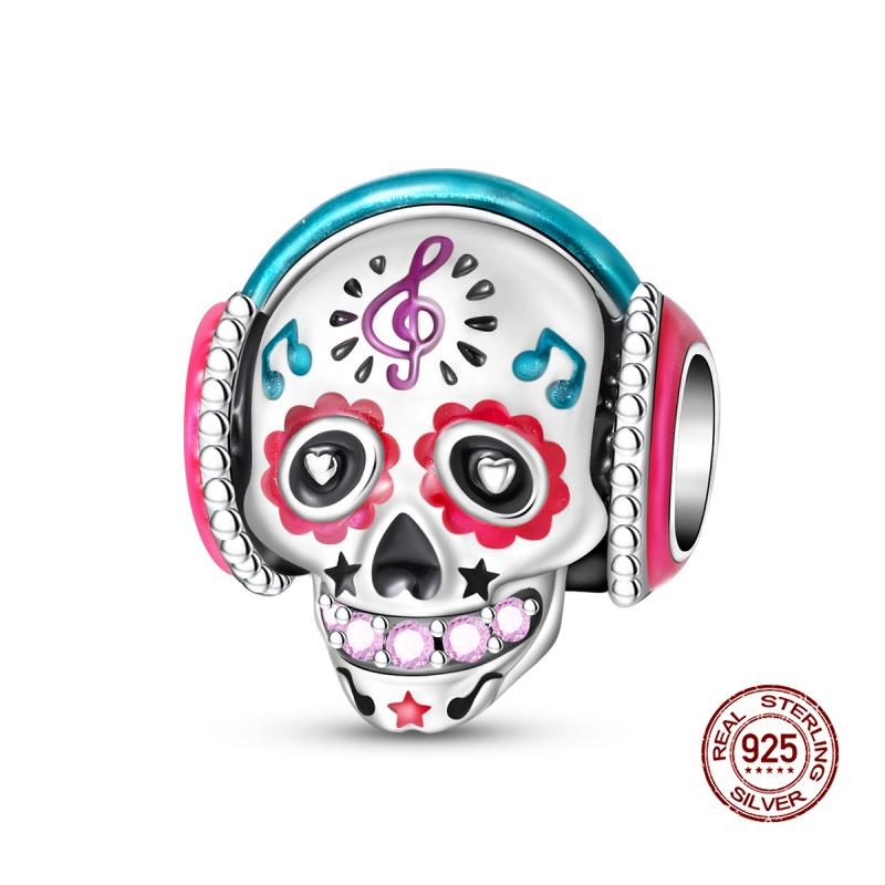 New In Fashion Copper Luminous Skull Charms Beads Fit Original 3Mm Charm Bracelet Bangle Diy Gift Jewelry