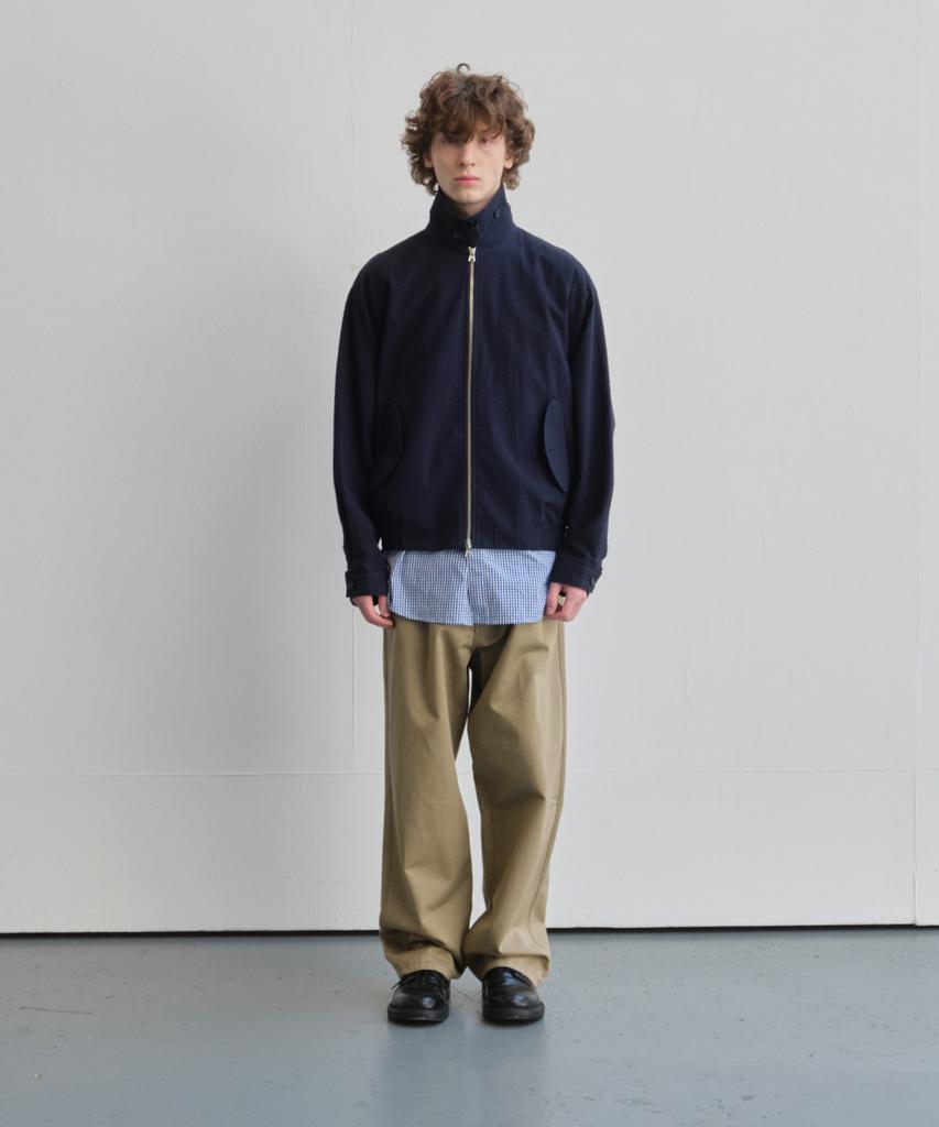 Horlisun Visitor Harrington Seersucker Jacket Navy