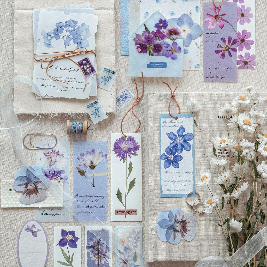 100pcs/lot Memo Pads Material Paper Daily Dried Flower Post Office Junk Journal Scrapbooking Cards Retro Background Decoration