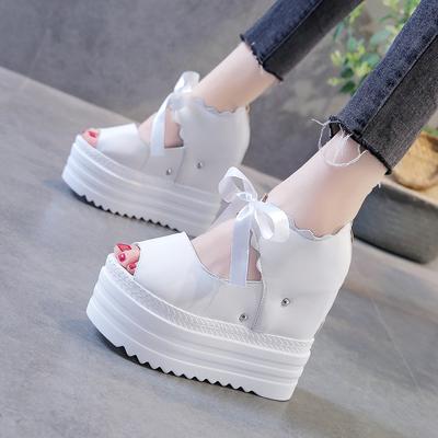Chaussures Femme Mode Maille Respirante Talon Haut 12cm Sandales Romaines de Gladiateur Chaussures d'Été pour Fête Compensées Sandalias Mujer Verano 2024