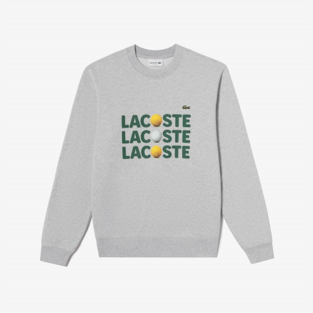 

LacoSte Men S Heavy jerSey Lettering Ball Graphic SweatShirt [меланжевый серый] 004